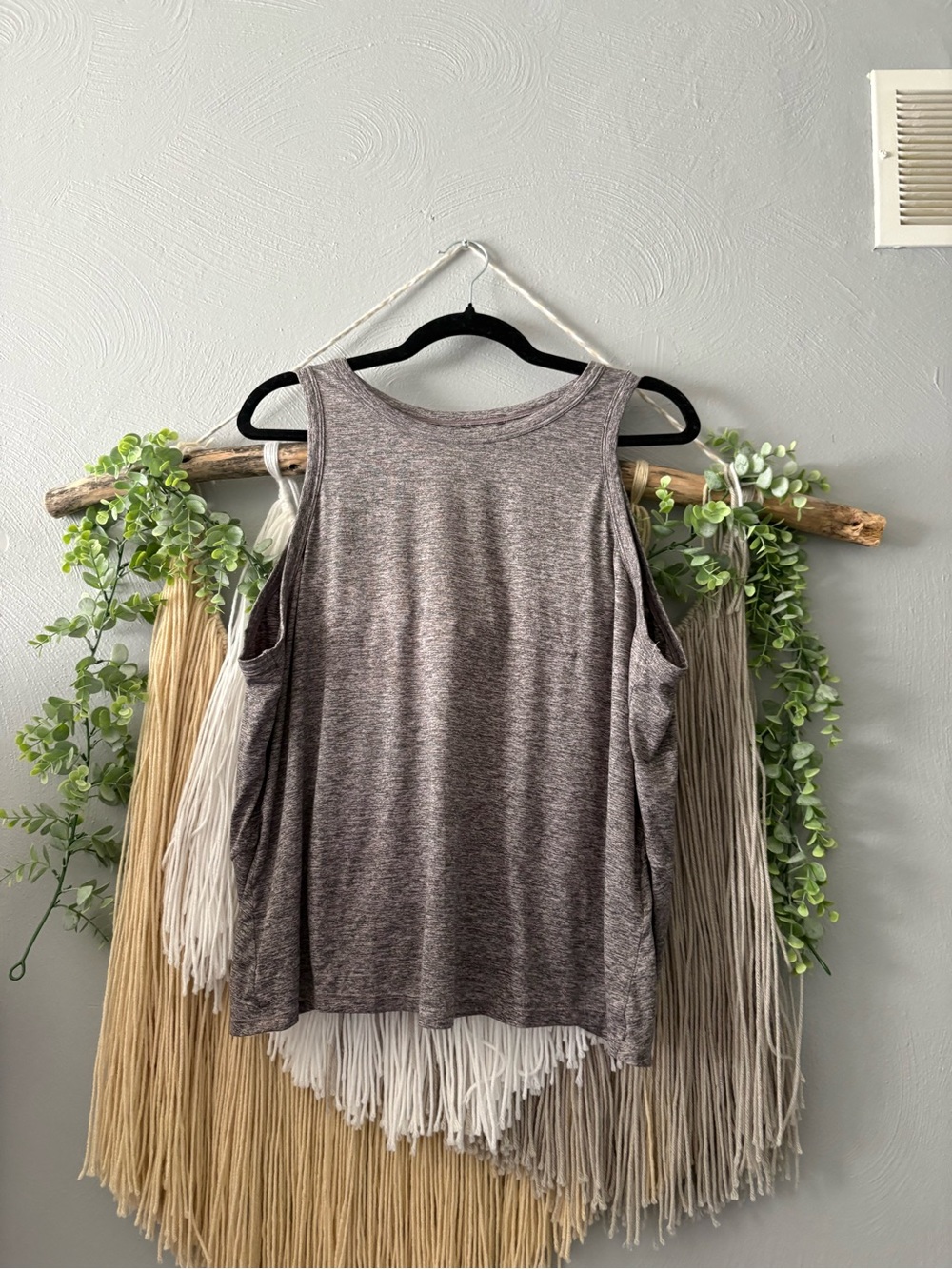 Fabletics Heather Gray Open Back Muscle Tank
